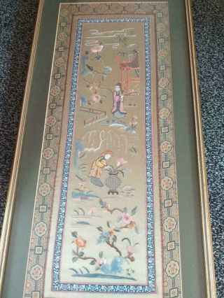 Long Vintage Chinese Silk Embroidery Picture