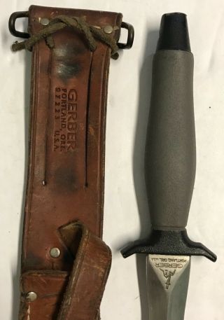 Orig 1970 Gerber Mark II Fixed Blade Fighting Knife w/Sportsman Steel Sharpener 7