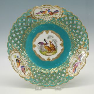 Antique Meissen Porcelain Reticulated Plate With Pelicans Birds 4