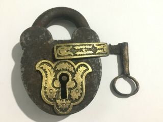 Antique Iron decorative key hole padlock with key unusual 2