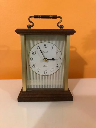 Vintage Kienzle Brass & Wood Shelf Clock Mantle Clock Small Ec Germany