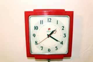 Vintage Art Deco Wall Clock.  Telechron Red Bakelite 2h25. ,