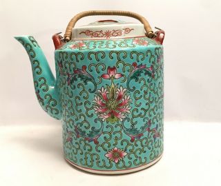 Chinese Tea Pot Green Floral Design Made In China