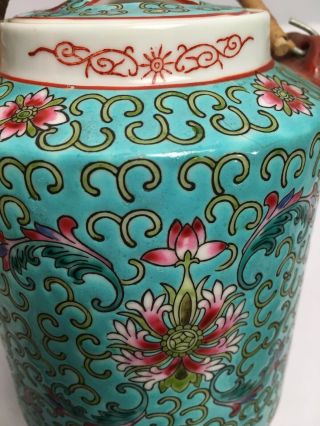 Chinese Tea Pot Green Floral Design Made In China 8