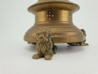 Belgian Brass Antique Gothic Pricket Candlestick Candleholder with Lions 3