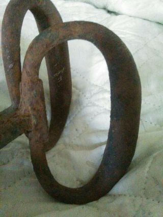 Vintage Iron Ice Block Tong Log Grabber Hinged Accordian Hay Tool Primitive Hook 3
