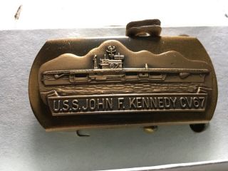 Vintage United States Navy U.  S.  S.  John F.  Kennedy Cv 67 Belt Buckle