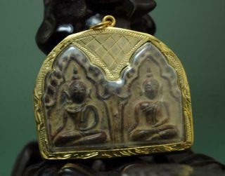 Old Collect Thailand Ayutthaya Maitreya Buddha Incense Ash Card Statue /04 C01
