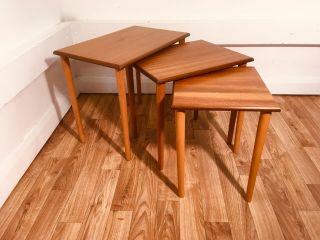 Small Nest Of Tables Mid Century Danish Teak 5