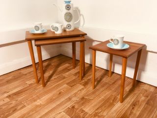 Small Nest Of Tables Mid Century Danish Teak 7