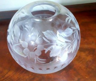French Crystal Glass Etched Oil Lamp Shade