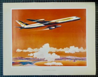 Convair 880 Airliner General Dynamics Promotional Poster Perfect Mid Century Art