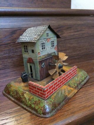 Vintage Pre - War Bing " Gbn " Tin Lithographed Water Mill Steam Toy Very Old