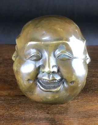 Vintage Brass/bronze Four Faced Buddha With Inscription