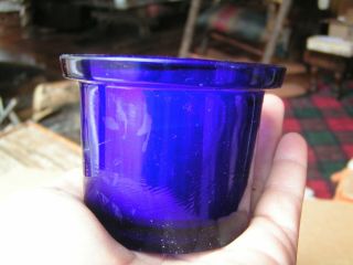 SIX Blue glass candle votives for making wood candle holders w 2 1/4 