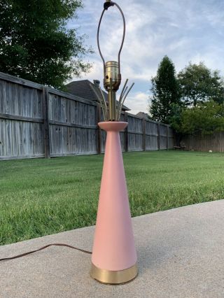 Mid Century Modern Atomic Pink Ceramic Table Lamp 1950s Retro Sputnik Eames Era