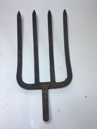 Vintage Antique Metal Hay Pitch Fork Head Farm Tool - Rustic Primitive Decor