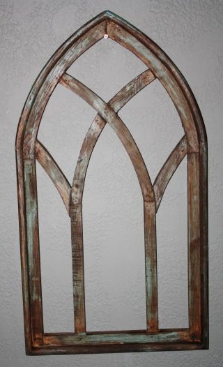 Wooden Antique Style Church WINDOW Frame Primitive Wood Gothic 30 1/2 