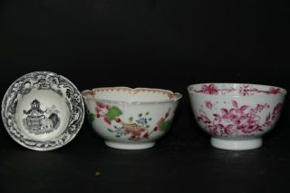 3 Interesting Early Bowls - Teabowl - Worcester Derby Bow ? - Info Welcome -