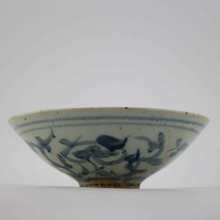Chinese Old Hand - Carved Porcelain Blue & White Crane Pattern Hat To Bowl C01