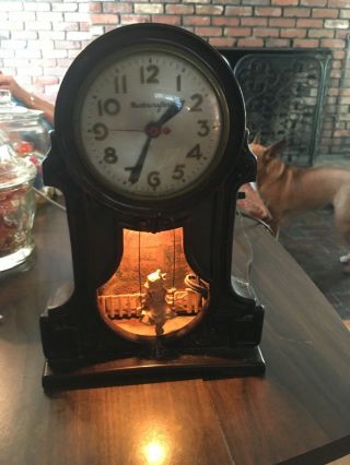 Vintage Electric Mastercrafters Girl On A Swing Clock And Light Runs When Tapped