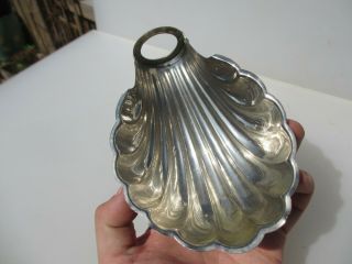 Vintage Chromed Brass Light Shade Lamp Antique Shell Clam Shell Art Deco Old 7