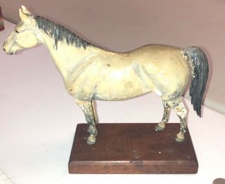 Antique Handcrafted Wood Portrait Model Horse By Calvin Roy Kinstler 9.  5” Repair