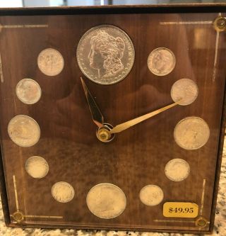 Our Silver Heritage Coin Clock W/1902 Morgan Dollar,  1964 Kennedy Half