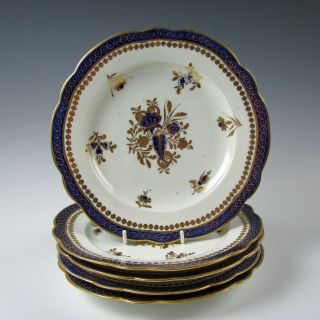 Antique 18th C.  English Porcelain Caughley Salopian Cobalt Blue & Gold Plate