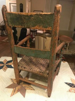 Antique Child Size Wood Ladder Back Chair With Cane Seat Farmhouse 2