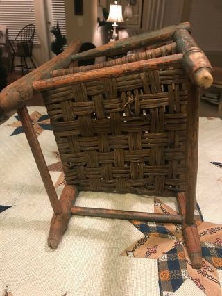 Antique Child Size Wood Ladder Back Chair With Cane Seat Farmhouse 3