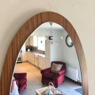 Vintage Mid Century Danish Style Retro Wall Mirror 76cm x 39cm 3