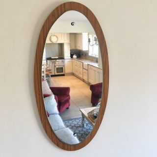 Vintage Mid Century Danish Style Retro Wall Mirror 76cm x 39cm 6