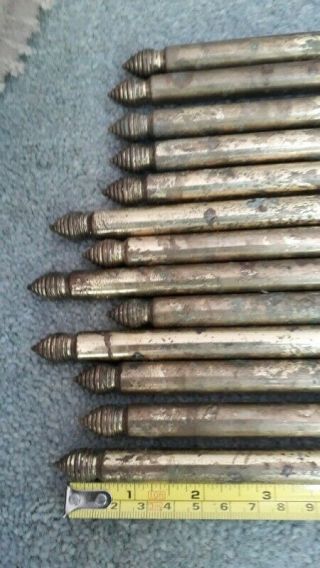 13 Spiral Ended Brass Stair Rods With Fittings Vintage