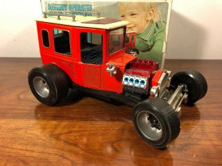 Vintage ALPS Old Timer Taxi Tin Toy Car Battery Operated Hot Rod W Box Japan 5