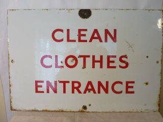 Vintage Metal/enamel Sign {clean Clothes Entrance}