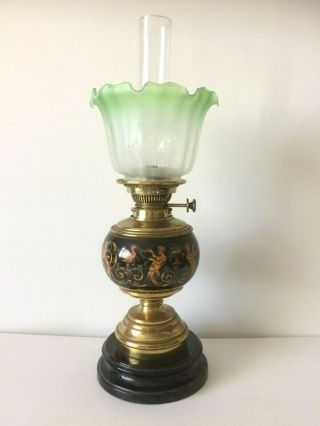 Antique Victorian Hinks No.  2 Duplex Brass Oil Lamp