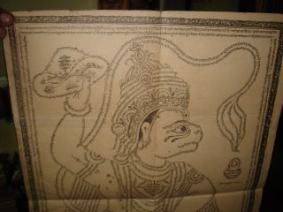 INDIA RARE - VERY OLD PRINT - GOD HANUMAN & ON BACK SURYA VANSH TREE 3