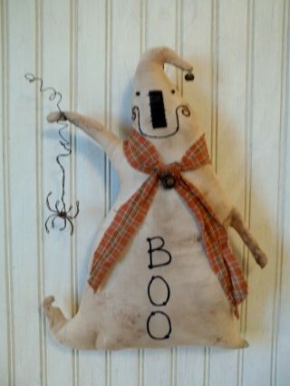 Primitive Grungy Boo Grubby Ghost Halloween Doll & Spidey His Rusty Wire Spider