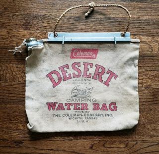 Vintage Coleman Desert Camping Water Bag - The Coleman Co Wichita,  Kansas U.  S.  A.