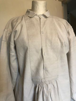 Antique French Handwoven Linen Chore Work Shirt Smock Vintage