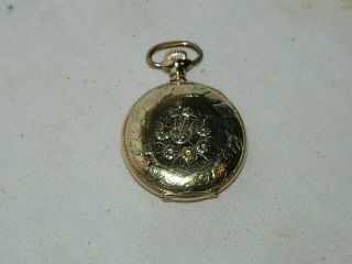 Antique 1897 Elgin Pocket Watch Tri Color 15 Jewel 6s Locket Rose Gold Ladies