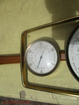 MID CENTURY MODERN Airguide Thermometer Barometer MCM DANISH HYGROMETER 6