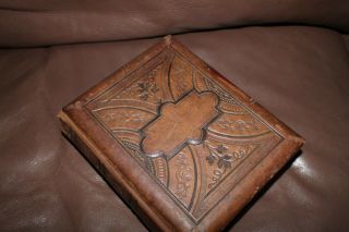 Victorian Antique Photo Photograph Album Tooled Leather Family Football Players