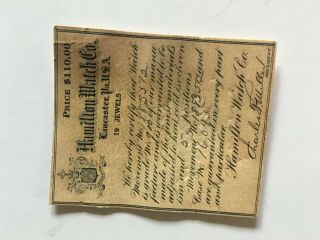 Vintage Hamilton pocket watch and paper 3