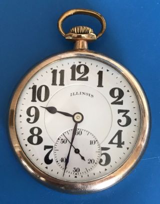 1920 Illinois 23 Jewel Bunn Special Railroad Pocket Watch 48 Hour Motor 134