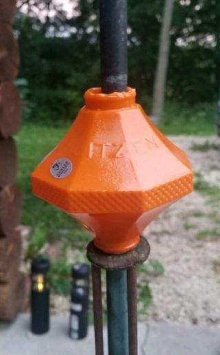 Orange Milkglass Diddie Blitzen Fenton Glass Lightning Rod Ball Globe Decor