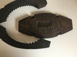 Rare Double - Sided Antique French Wooden Butter Mold
