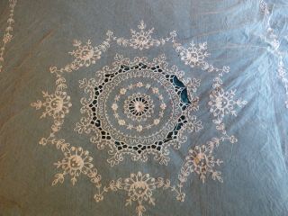 Antique Hand Needle Work Lacey Bed Topper Some Repairs Needed 2