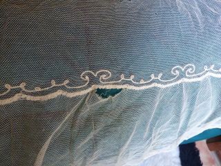 Antique Hand Needle Work Lacey Bed Topper Some Repairs Needed 3